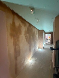 Long corridor freshly plastered